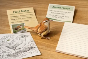 Carolina wren and cards