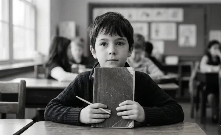 boy with a notebook