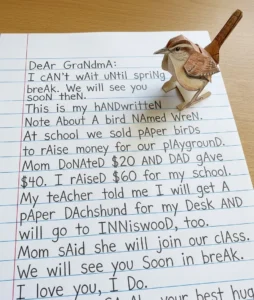 A letter by a 5th Grade student